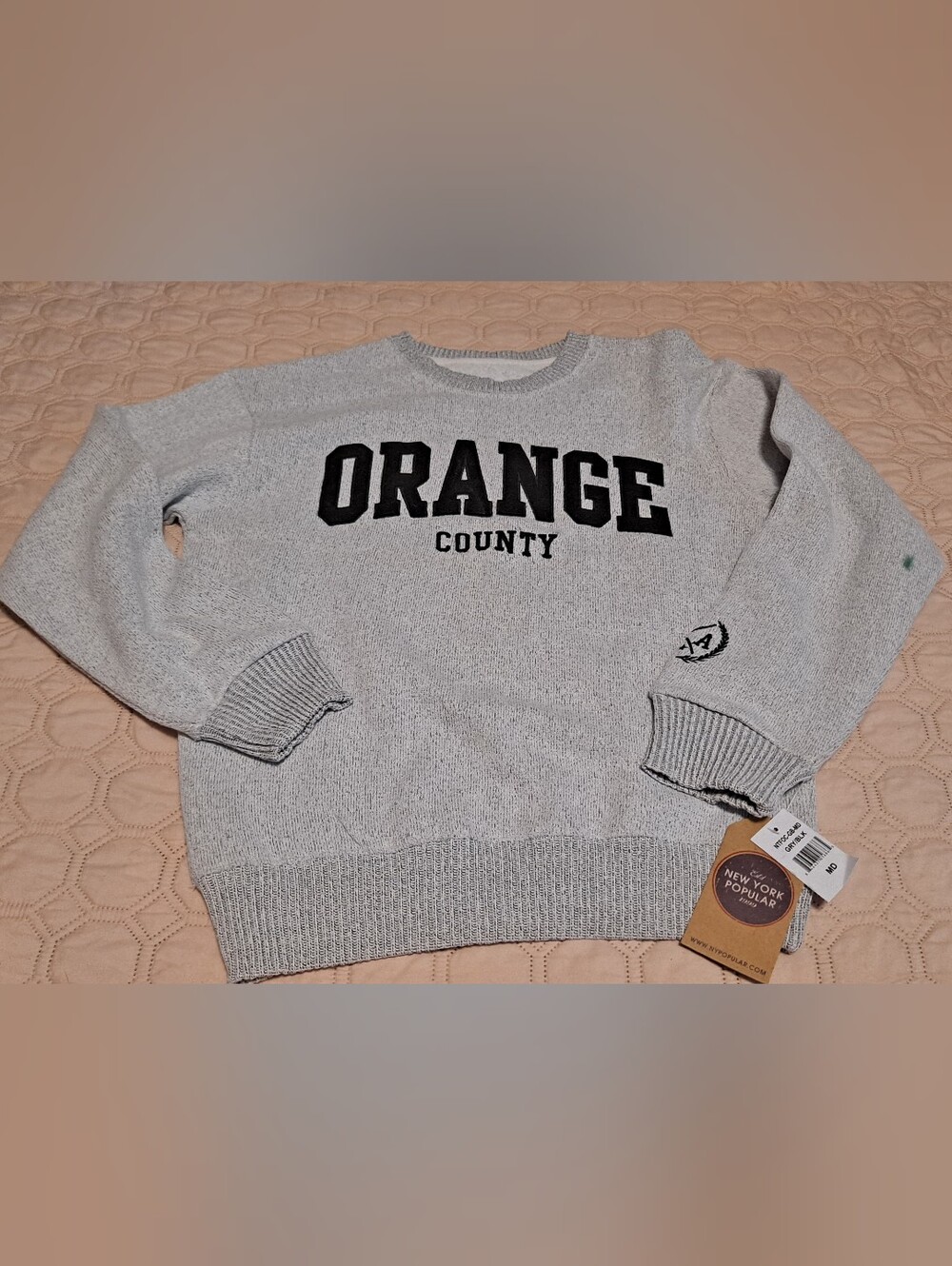 Orange County Gray Crewneck Sweater Sz M. NWT